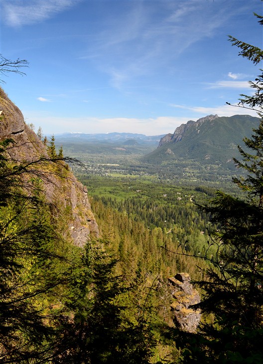 Mount Si on the right, with town of North Bend below it